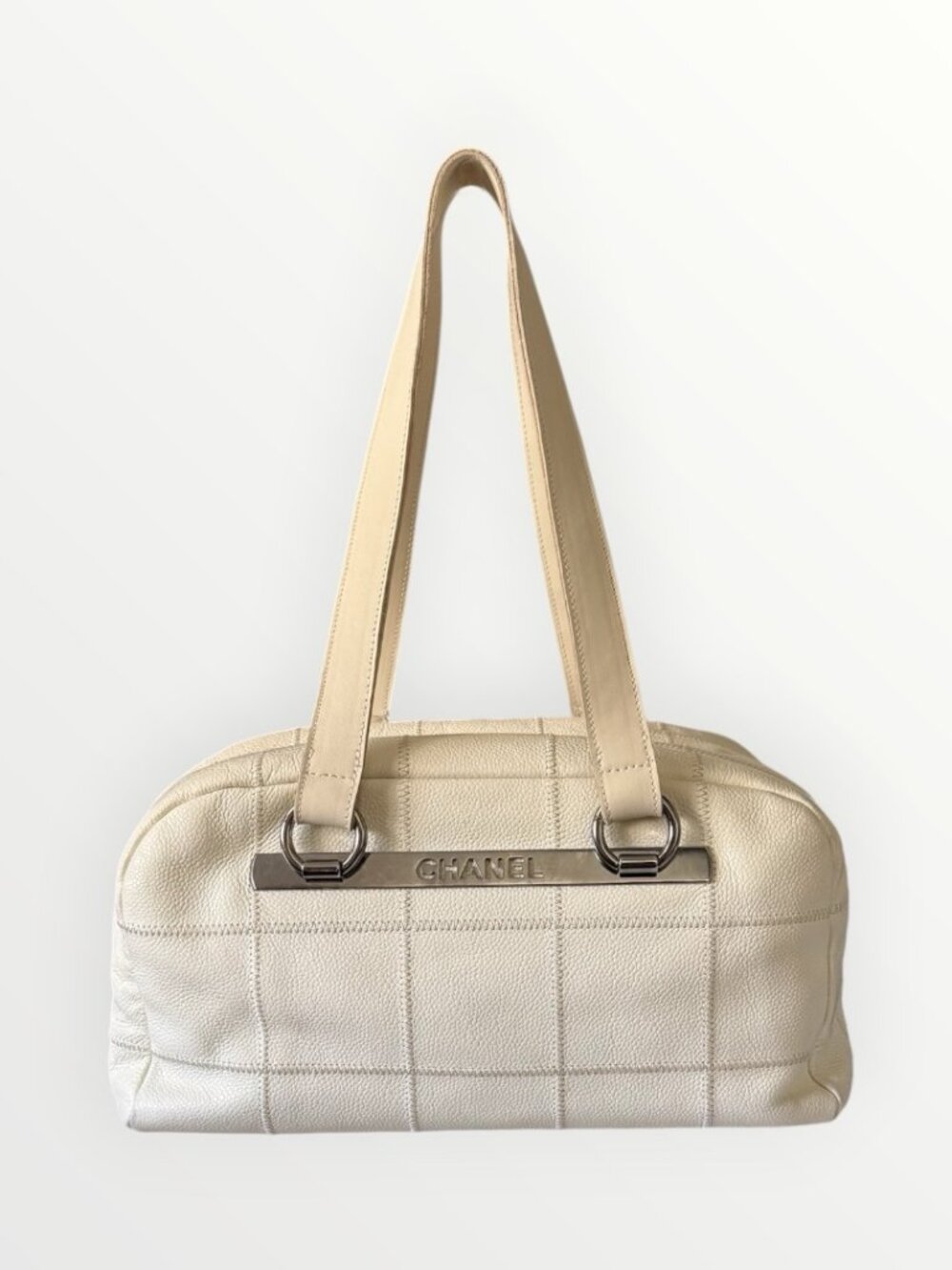 Chanel Vintage LAX Caviar Bowler Bag White